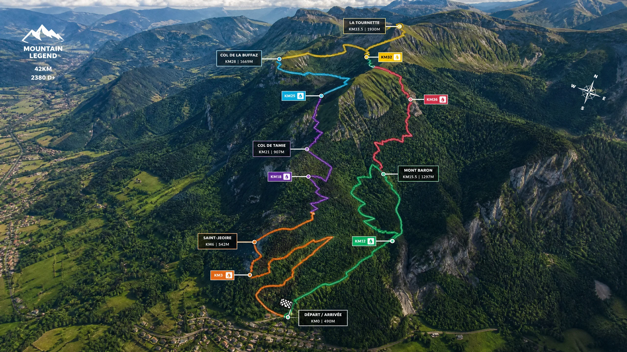 越野跑赛道地图鸟瞰图